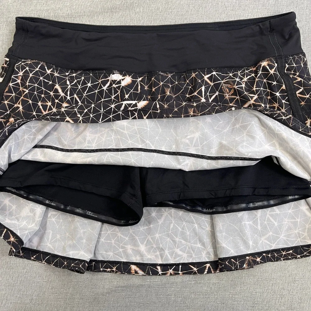 Lululemon Pace Rival Skirt II 4-Way Stretch Athletic Skort 12 Sugar Crush Black